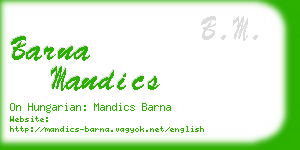 barna mandics business card